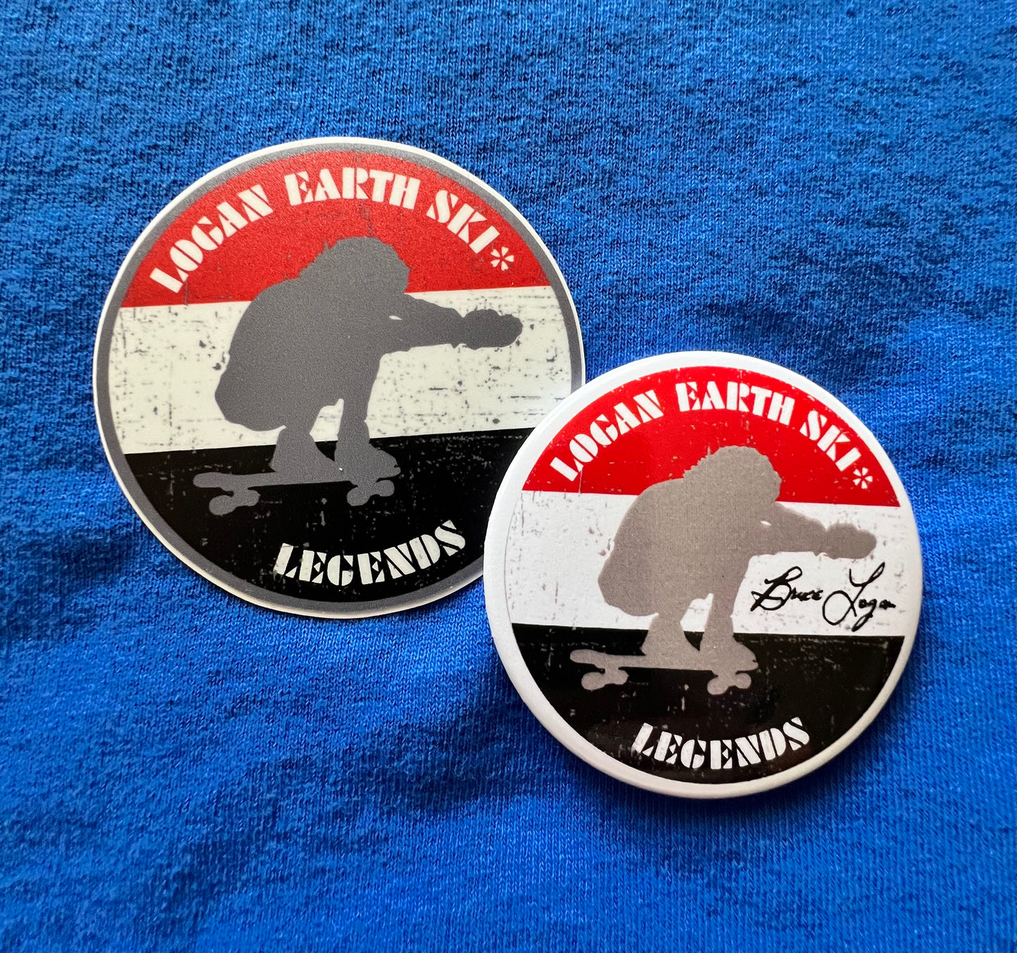 Bruce Logan Logan Earth Ski Legends Series includes button and stickers