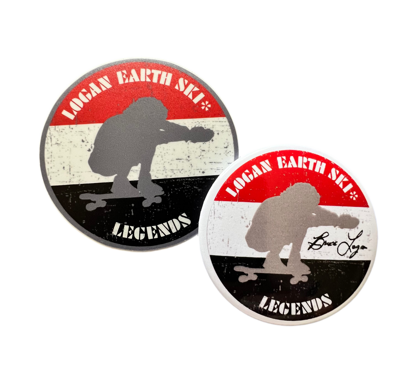 Bruce Logan Logan Earth Ski Legends Series includes button and stickers