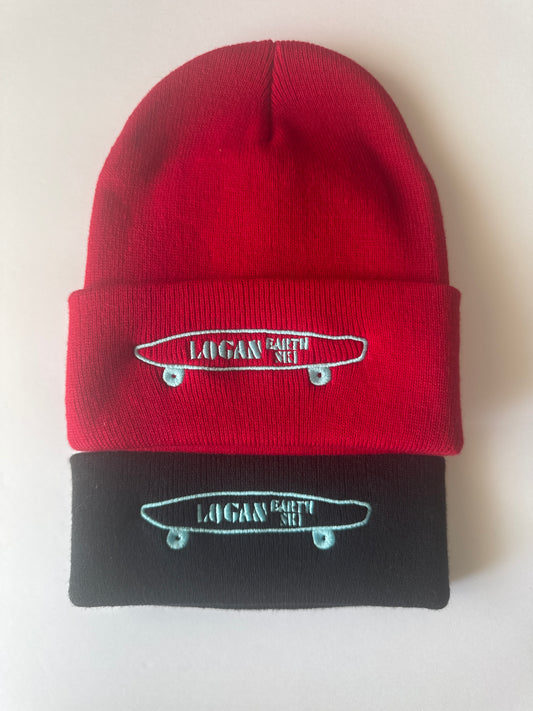 Teal Stitch Logan Skateboard Logo